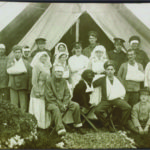 Nurses & Wounded Soldiers with Dog Field Hospital Flanders Belgium 1917