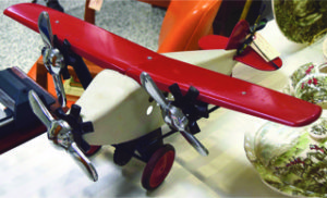 This Keystone USA Toy airplane was found in the booth of Caviar & Cobwebs Garage Sale, Port Perry ON. It had been repainted, but even so, it was still a striking antique toy. It was priced at $300.