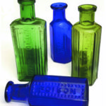 Marked poison bottles -green bottles embossed “not to be taken” Photo courtesy of Nostalgic Journey